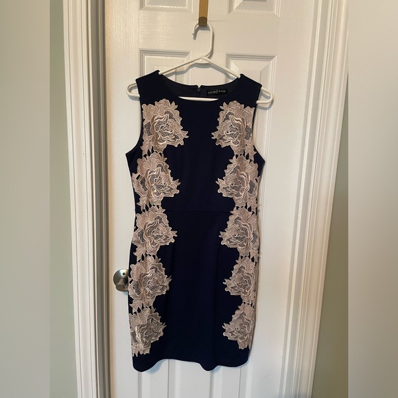 Fifth & Park sheath dress. Navy with cream lace details - Picture 2 of 5